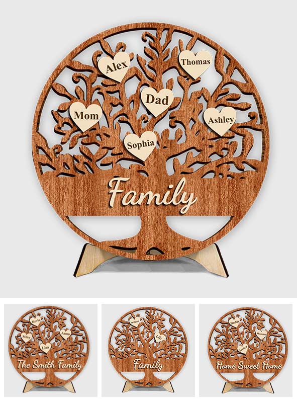 Familie ist für immer – Personalisiertes zweilagiges Holzschild „Familie“ / Holzplakette