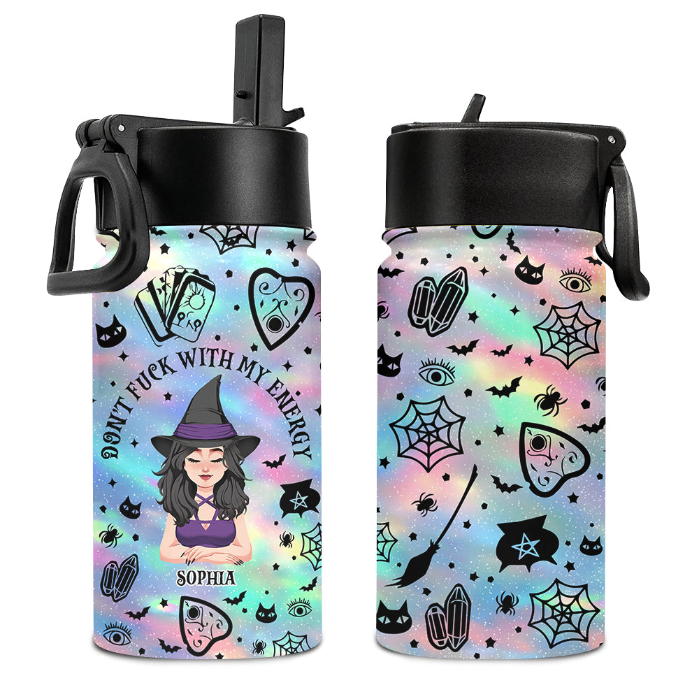 Leg dich nicht mit meiner Energie an – Personalisierte Hexen-Trinkflasche für Kinder