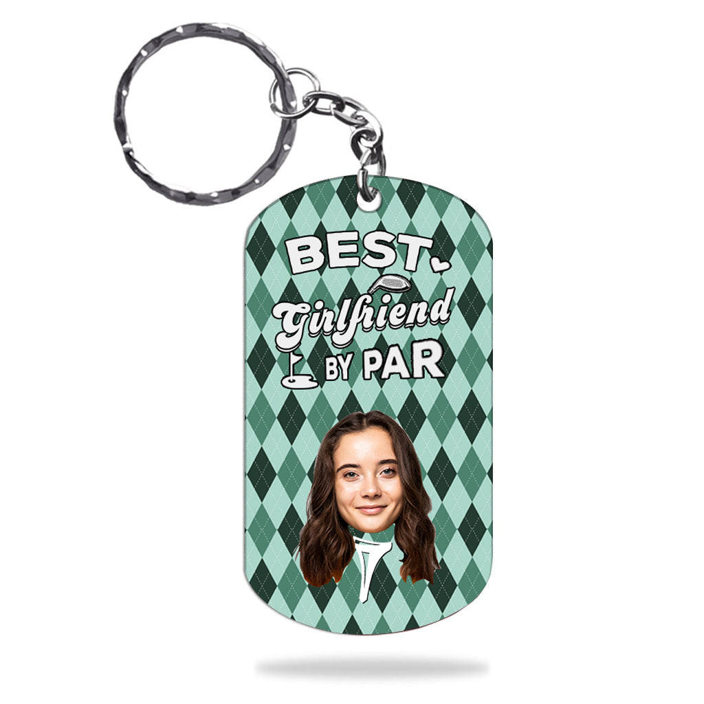 Best Dad By Par - Golf gift for dad, him, boyfriend, husband, grandpa - Personalized Stainless Steel Keychain