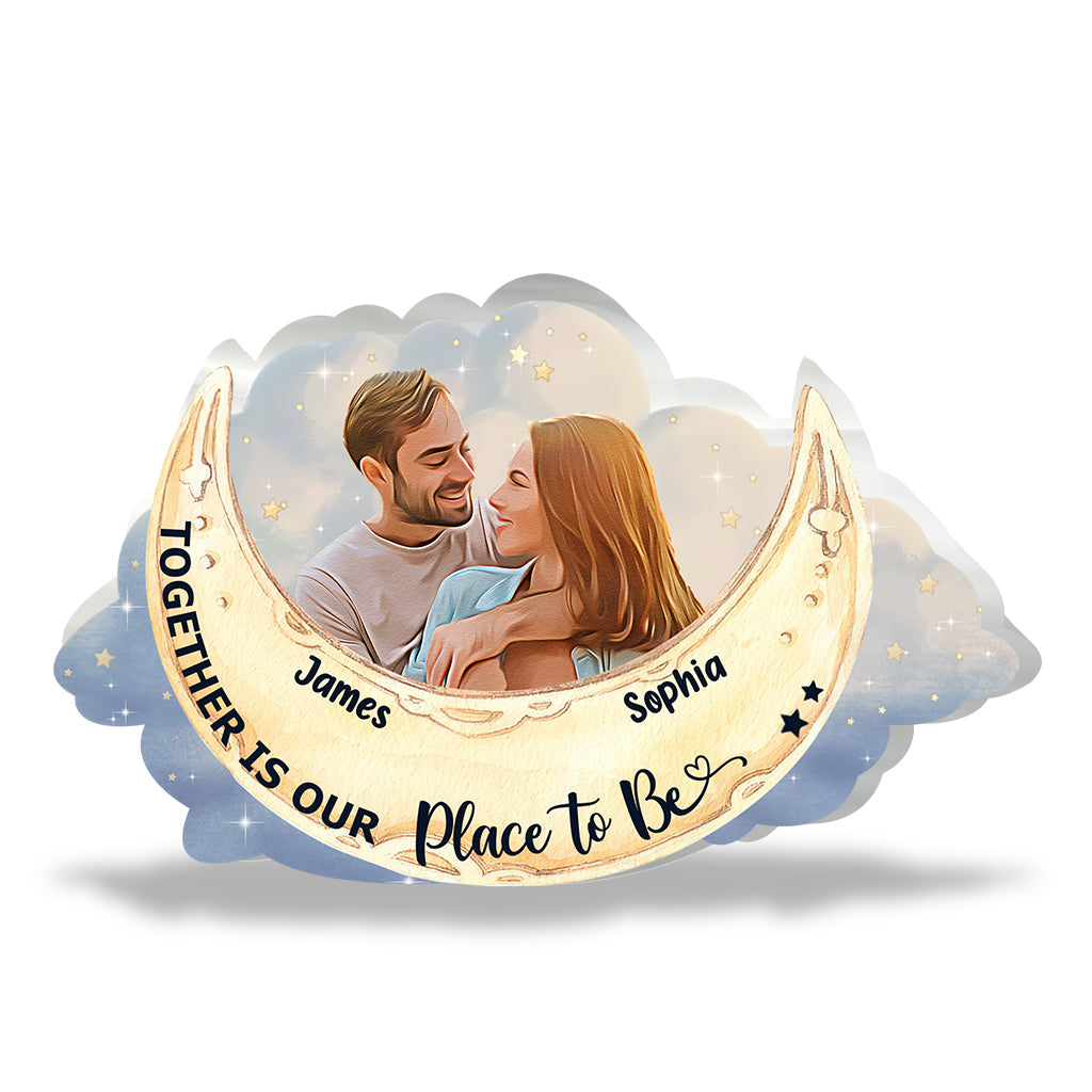 Ich liebe dich bis zum Mond und zurück – Personalisierte Acrylplakette in individueller Form für Paare