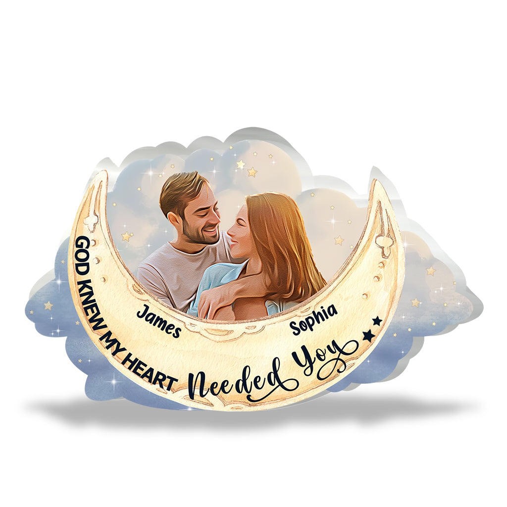 Ich liebe dich bis zum Mond und zurück – Personalisierte Acrylplakette in individueller Form für Paare