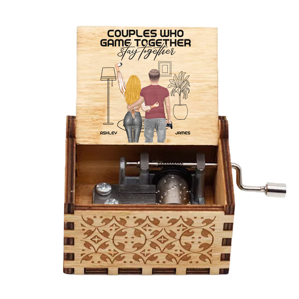 Couples Who Game Together Stay Together - Personalized Video Game Hand Crank Music Box