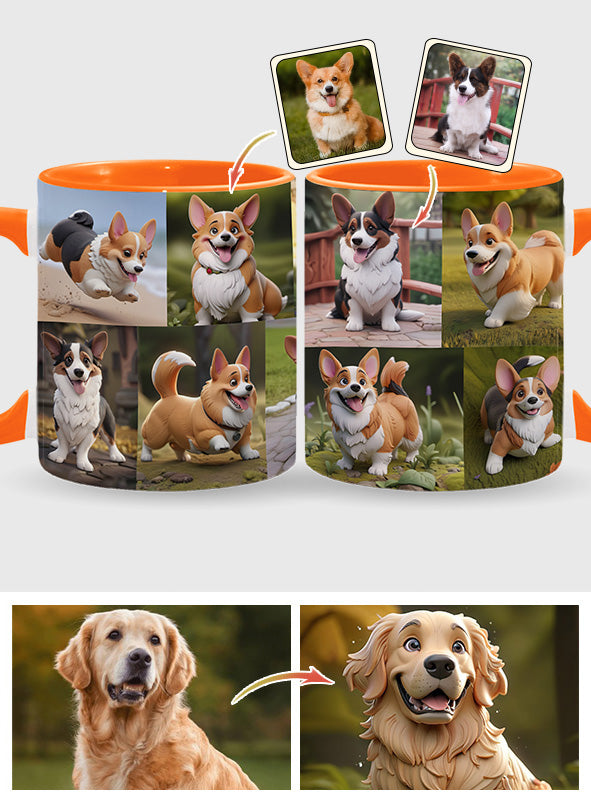 Cartoonisierte Haustierfoto-Collage – Geschenk für Hunde- und Katzenliebhaber – Personalisierte Tasse