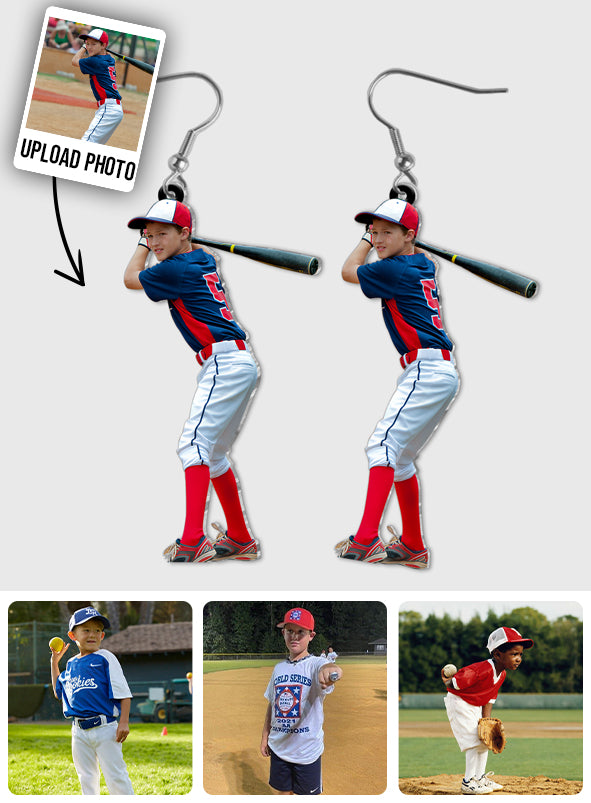 Personalisierte Foto-Ohrringe – Baseball-Geschenk für Mama – Personalisierte Ohrringe