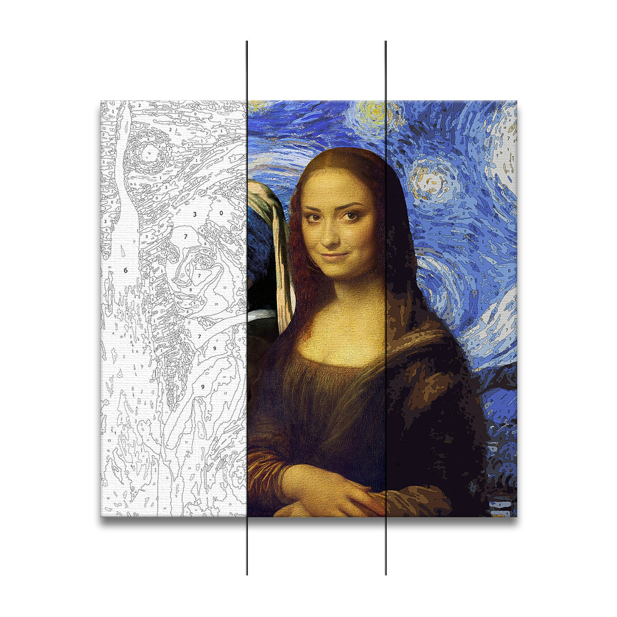 Beste Freundin Selfie Mona Lisa Mädchen mit Perlenohrringen - Personalisiertes Bestie Malen nach Zahlen Set