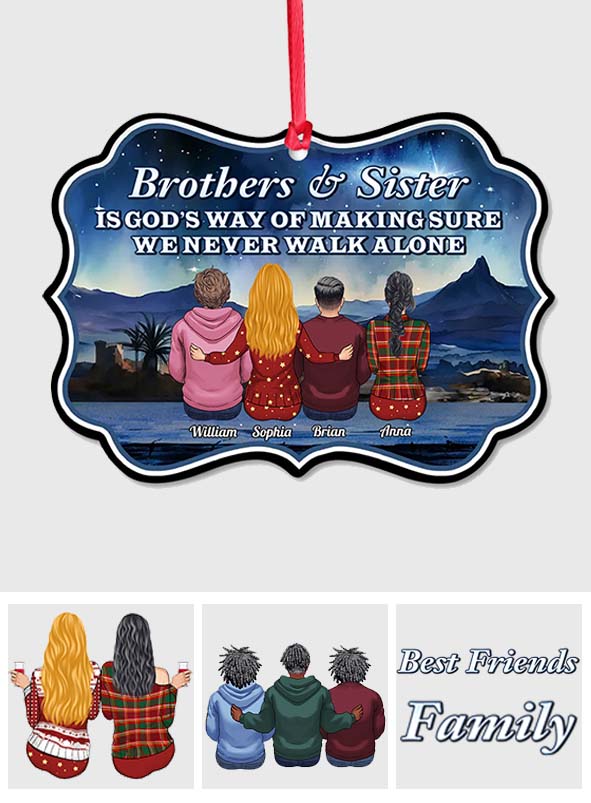 Geh niemals allein – Geschenk für Geschwister, Freunde – Personalisierter Schmuck