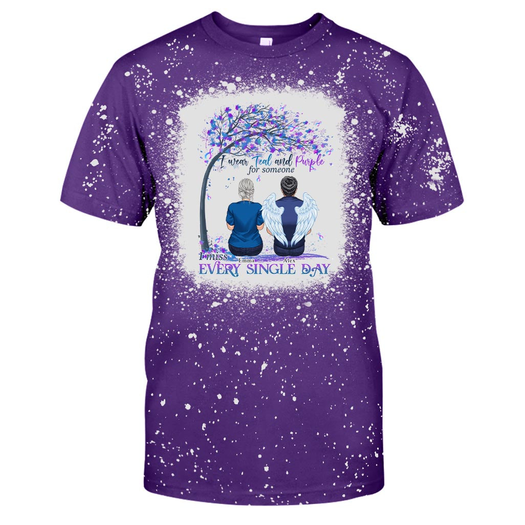 Ich trage Türkis und Lila – personalisiertes, gebleichtes T-Shirt zur Suizidprävention