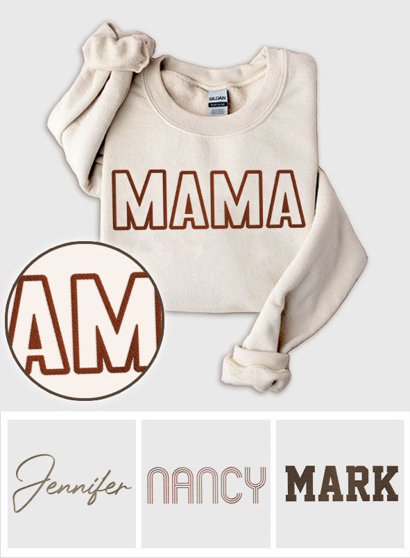 Personalisierter, bestickter Pullover für die Mutter – individueller Name