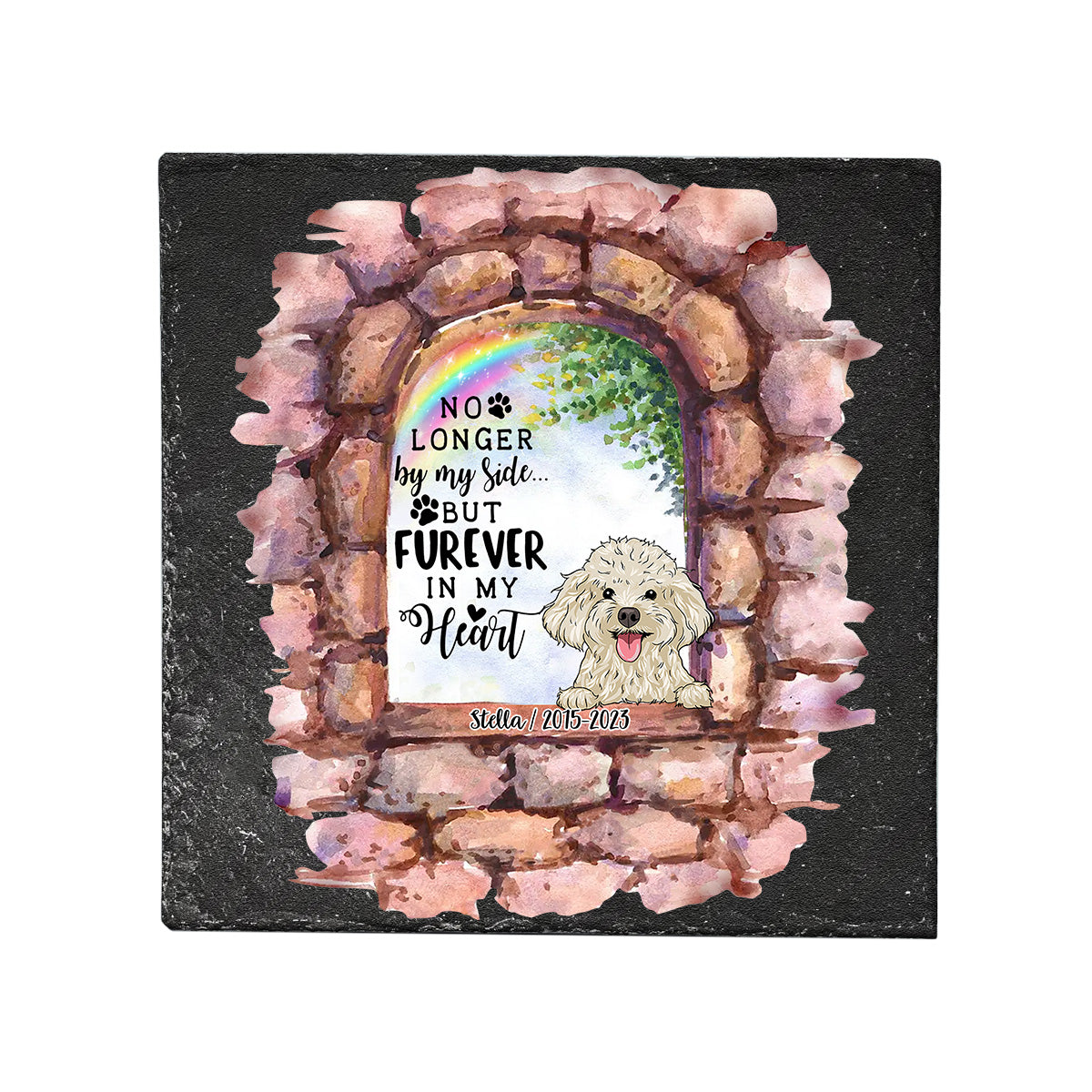 Nicht mehr an meiner Seite – Personalisierter quadratischer Stein in Hundeform