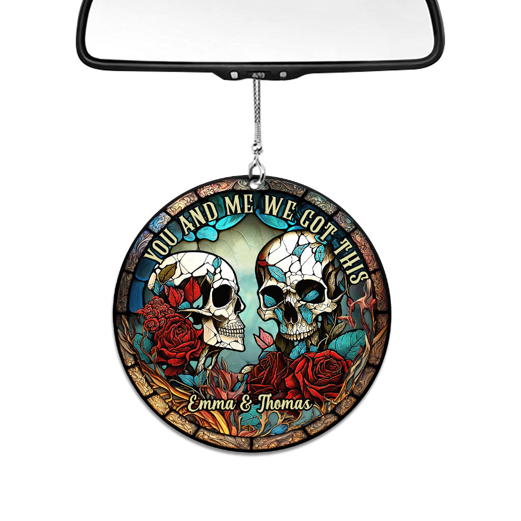 Totenkopf-Pärchen – Personalisierter Totenkopf-Autoanhänger