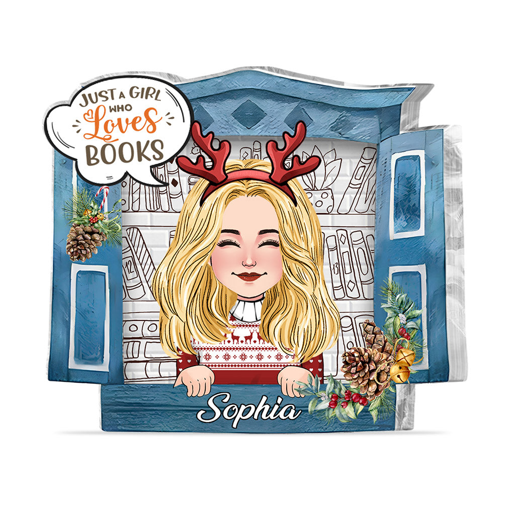 Einfach ein Mädchen, das Bücher liebt – personalisierte Acrylplakette in Buchform