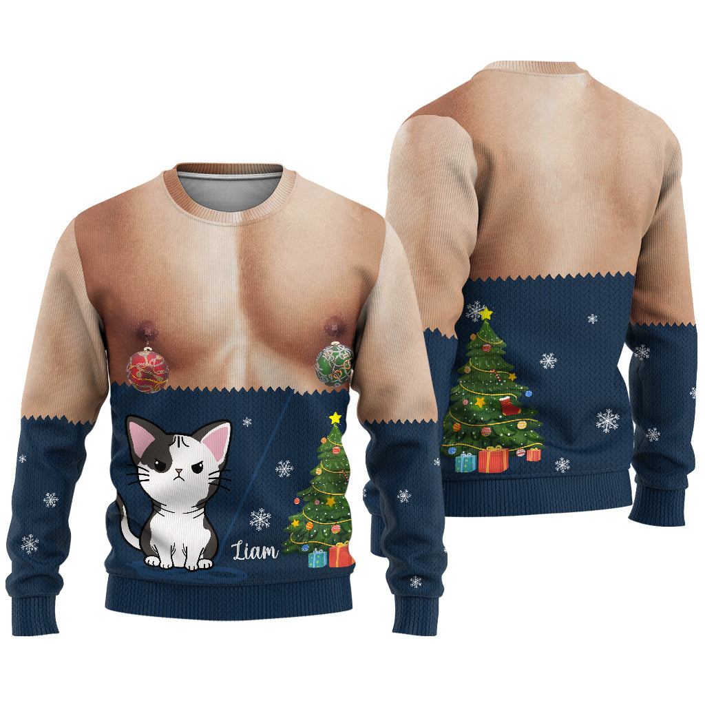 Frohe Weihnachten – Personalisierter Katzen-Pullover