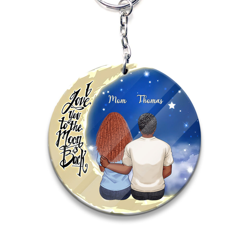 Bis zum Mond und zurück – Geschenk für Oma, Mama, Papa, Opa – Personalisierter Schlüsselanhänger