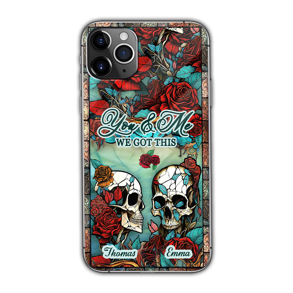 Totenkopf-Paar – Totenkopf-Geschenk für Ehemann, Ehefrau, Freund, Freundin – Personalisierte Handyhülle