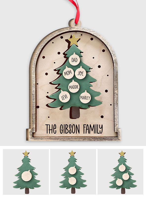 Weihnachtsbaum – Personalisierter zweilagiger Familienschmuck