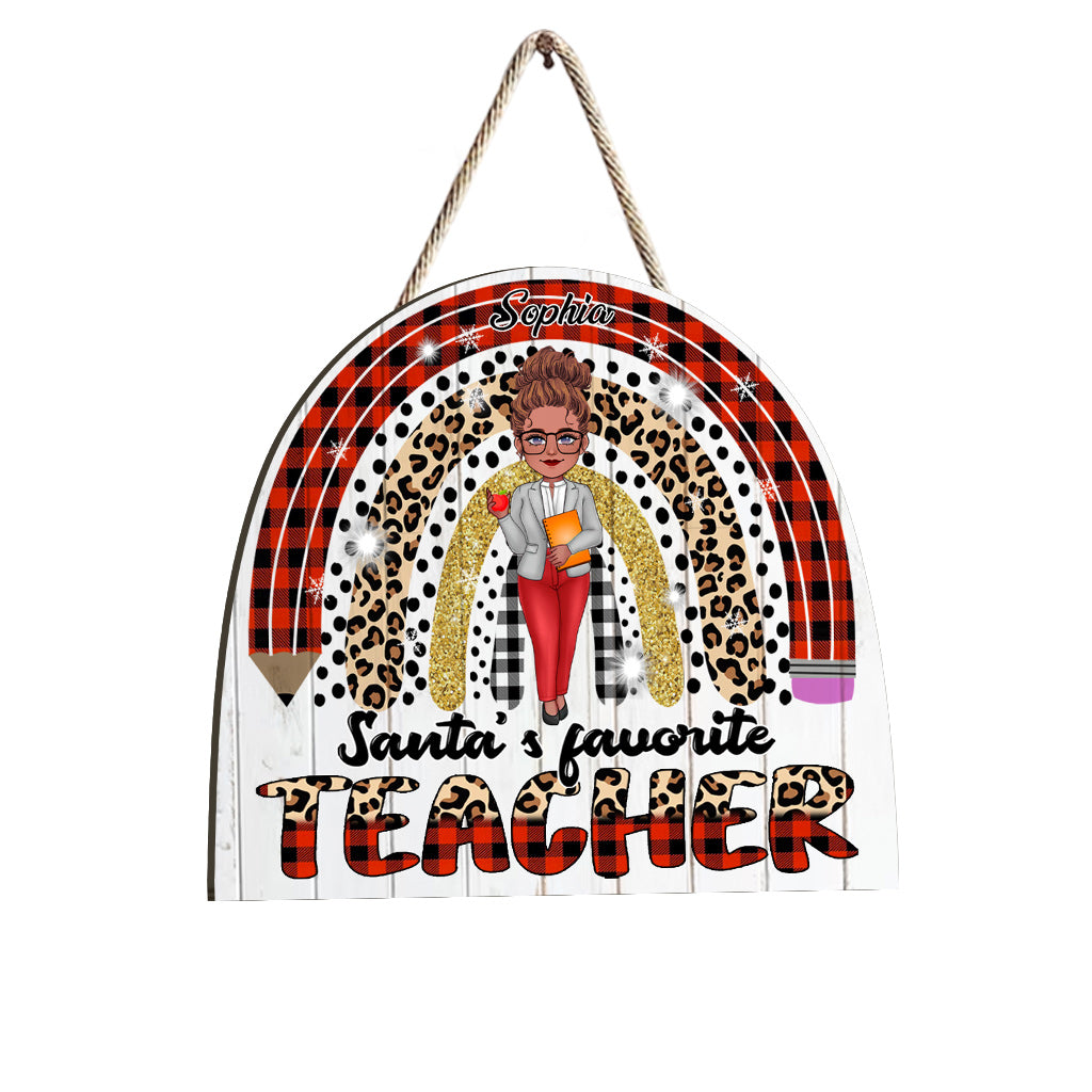 Santas Lieblingslehrer – Personalisiertes Lehrer-Holzschild
