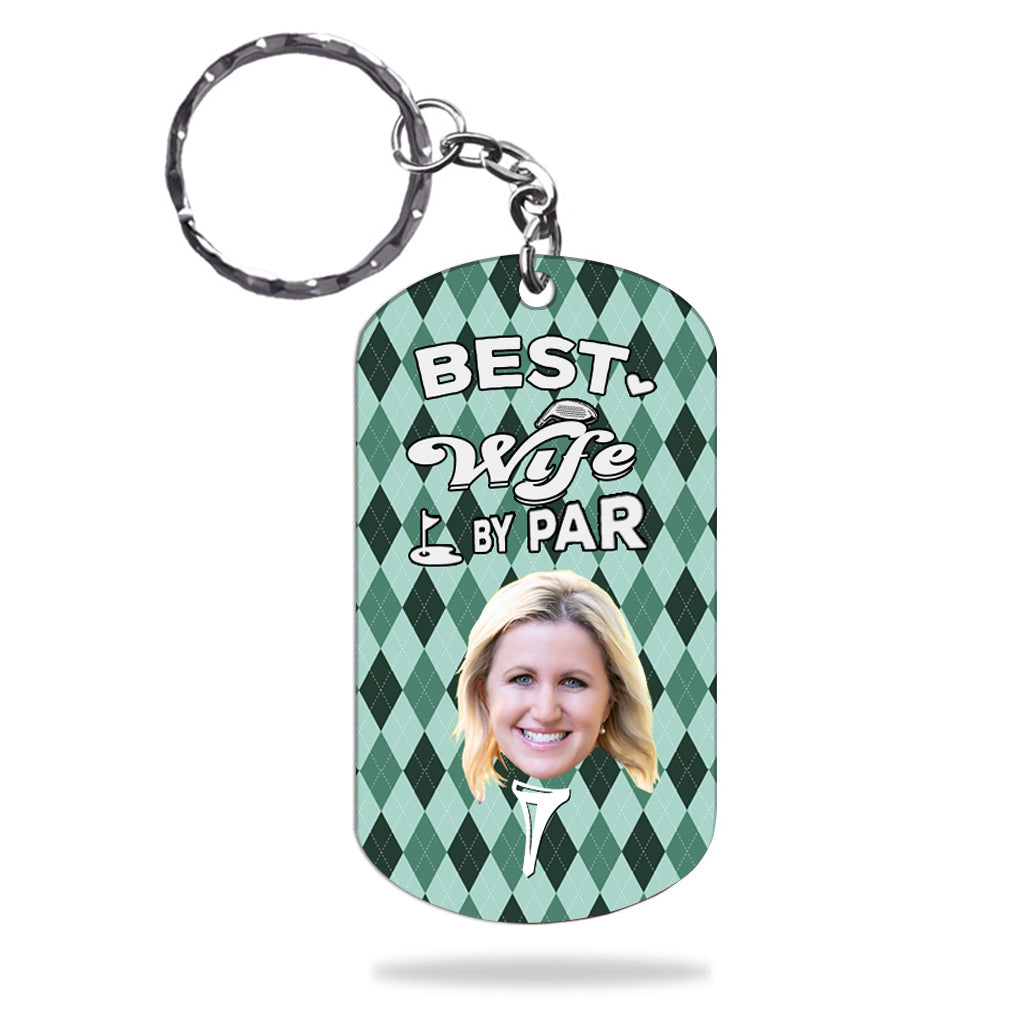 Best Dad By Par - Golf gift for dad, him, boyfriend, husband, grandpa - Personalized Stainless Steel Keychain