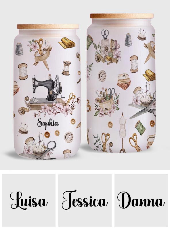 Nähbegeisterung – Personalisierte Nähdose aus Glas