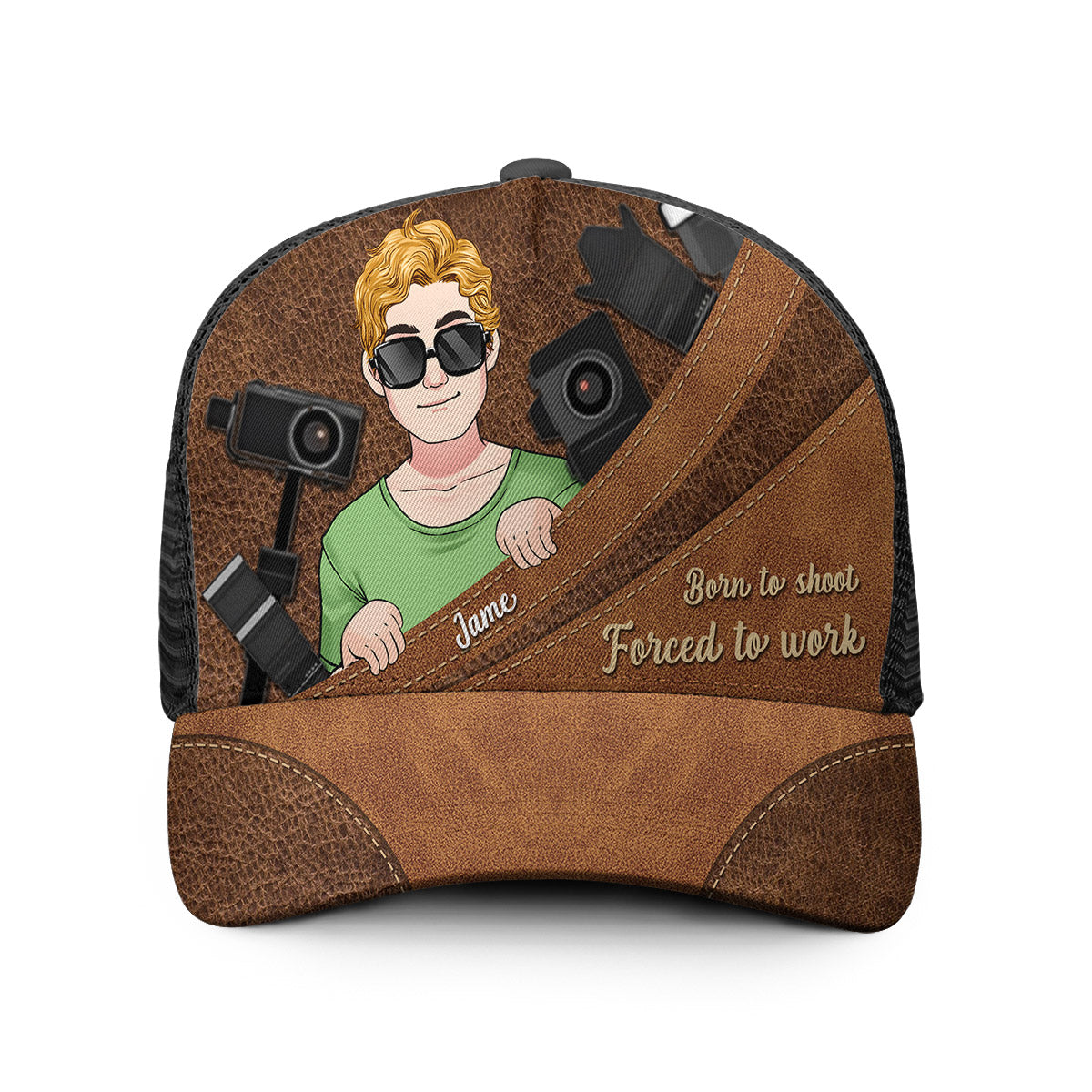 Zum Fotografieren geboren, zum Arbeiten gezwungen – Fotografie-Geschenk für ihn, sie, Freunde, Papa, Mama, Freund, Freundin – Personalisierte Trucker-Mütze