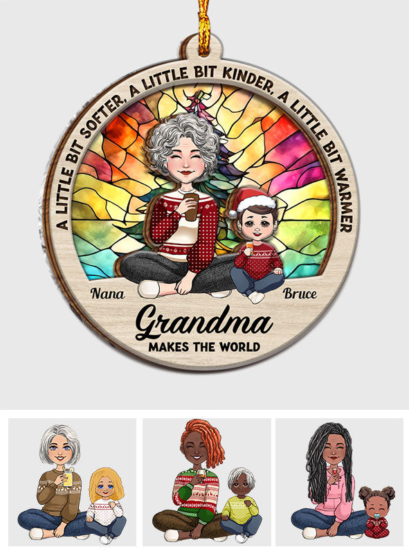 Grandma Make The World Warmer - Personalized Grandma Layers Mix Ornament