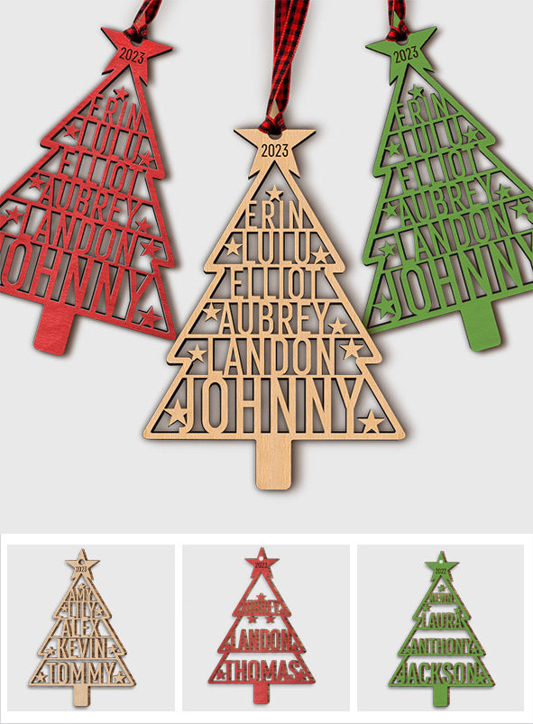 Family Name Christmas Tree - Personalized Family Ornament