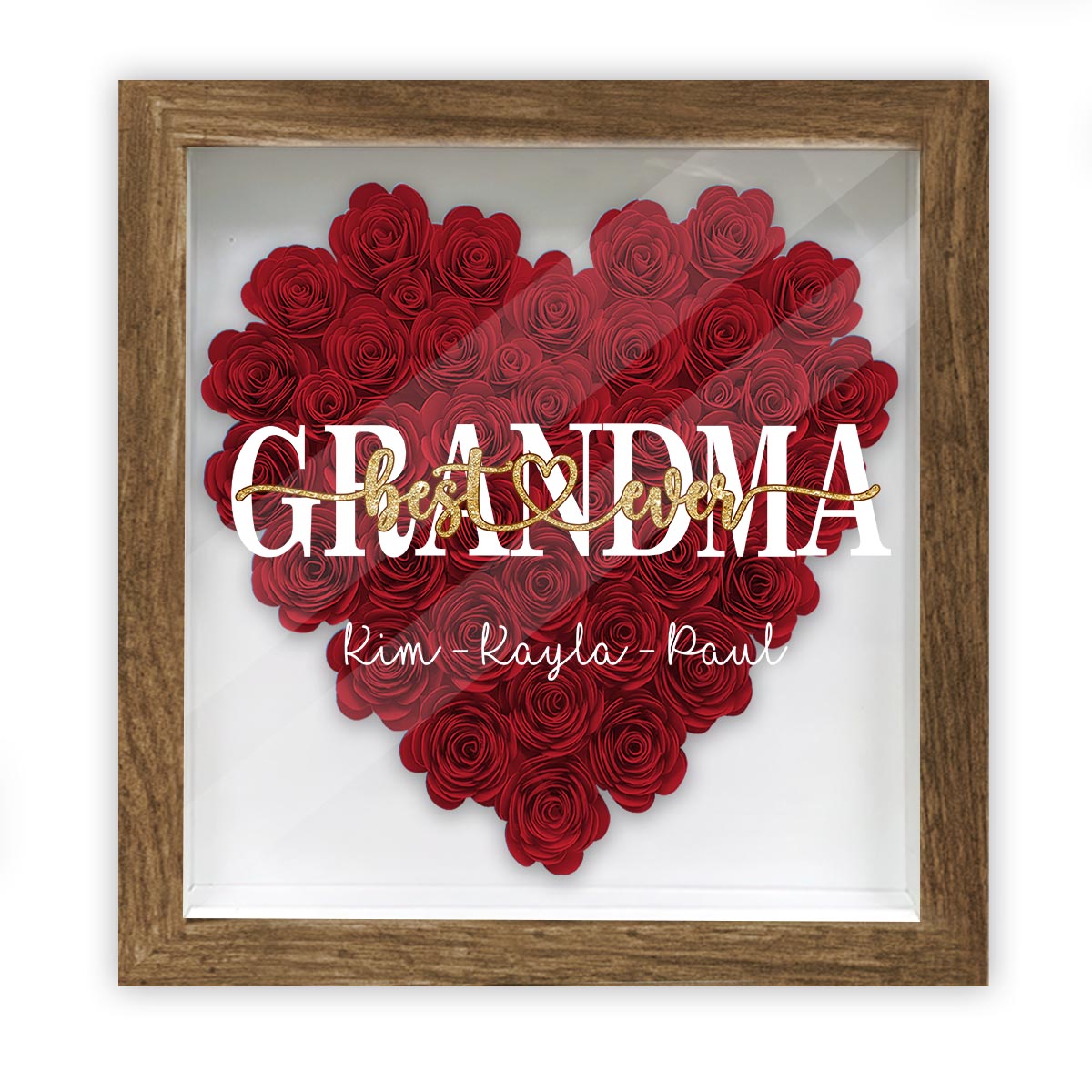 Beste Mama der Welt – Geschenk für Mama, Oma, Opa, Papa, Tante, Schwester – Personalisierte Blumen-Schattenbox