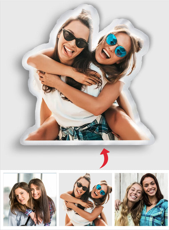 Personalisiertes Kissen in Form eines menschlichen Fotomotivs – in Form der besten Freundin