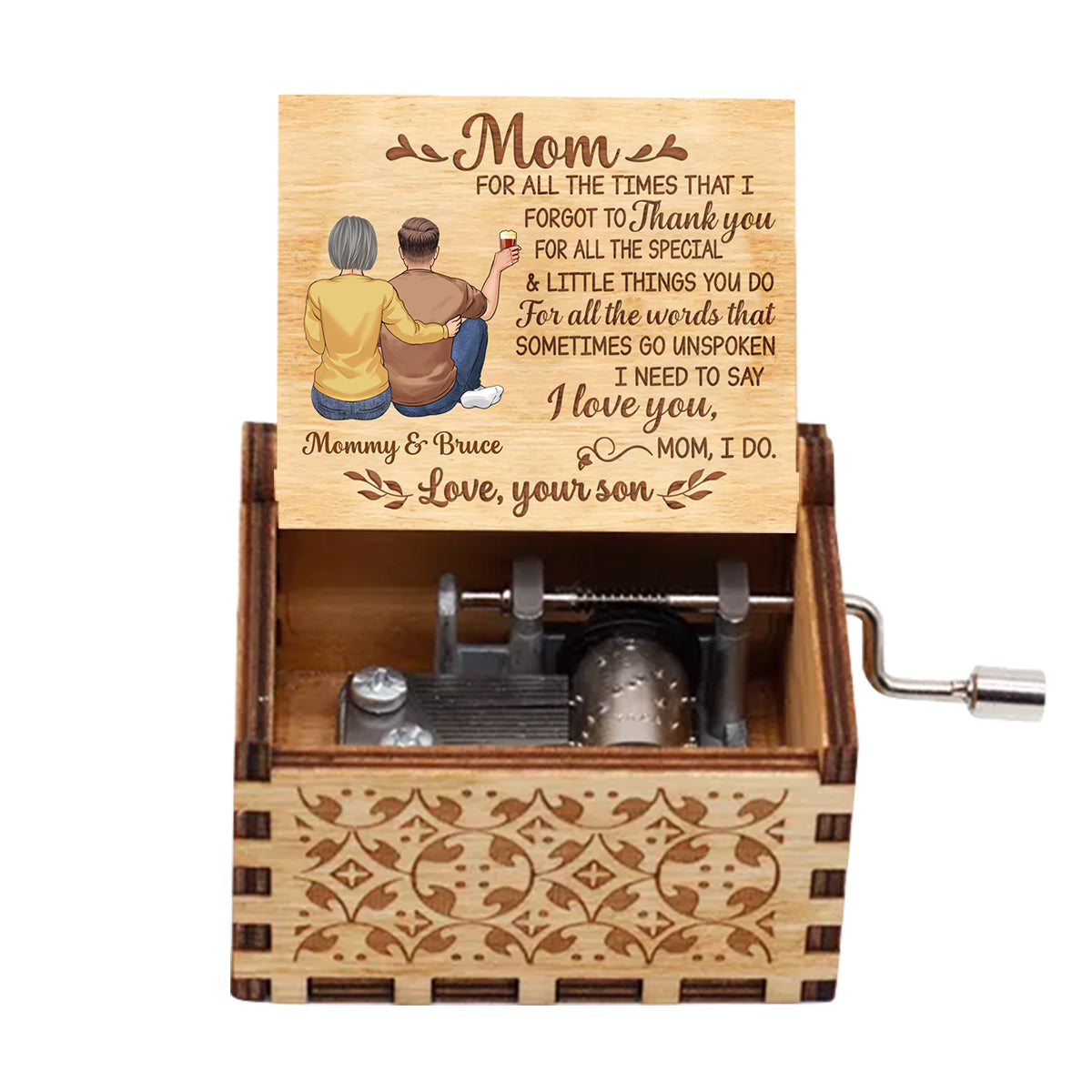 To My Dear Mom - Gift for daughter, mom - Personalized Hand Crank Music Box