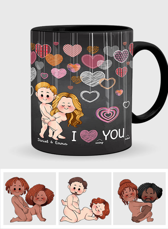 Ich liebe es, dich nackt zu sehen – personalisierte Tasse für Paare