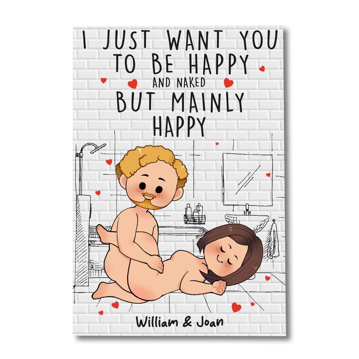 Gemeinsam duschen und dabei Wasser sparen – Personalisierte Leinwand und Poster für Paare