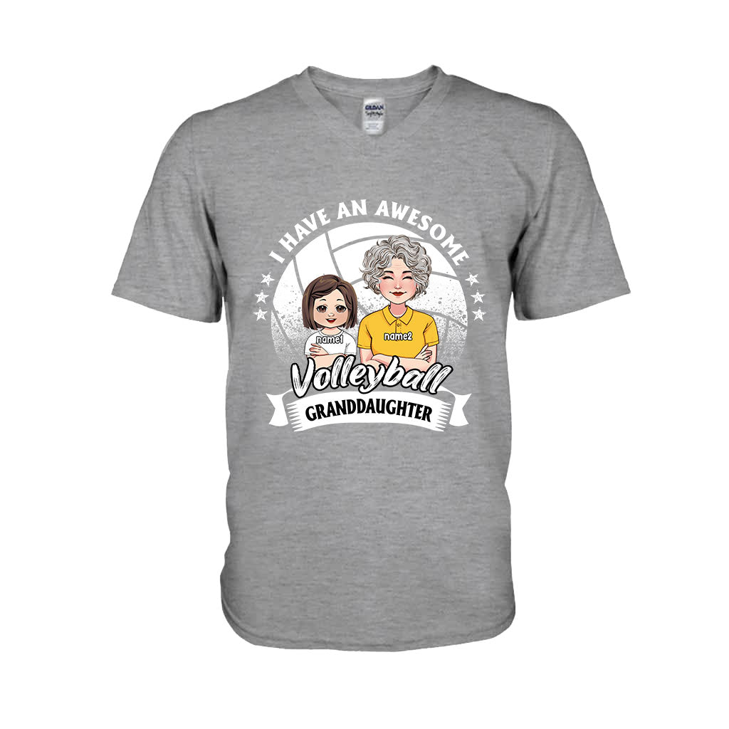 Awesome Volleyball Granddaughter - Personalized Volleyball T-shirt And Hoodie