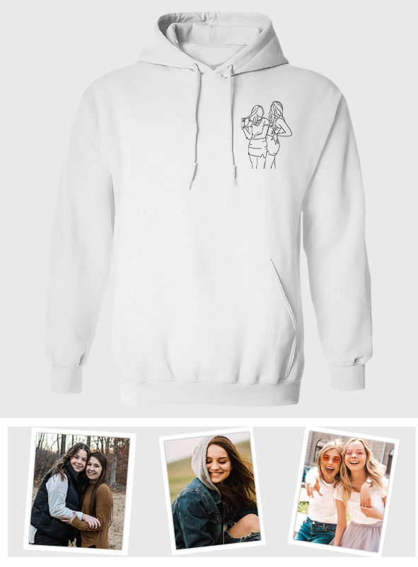 Individuelle Linienzeichnung – Personalisierter bestickter Hoodie für die Tochter