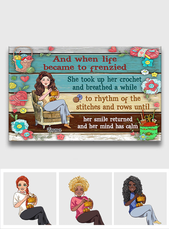 Häkel-Liebe – Häkelgeschenk für Mama, Freundin, Ehefrau, Oma – Personalisierte Leinwand und Poster