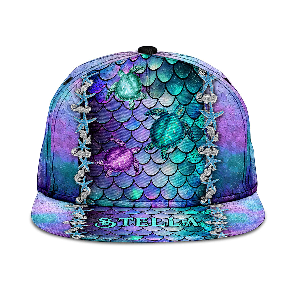 Legend Of The Blue Ocean - Personalisierte Schildkröten-Snapback-Kappe