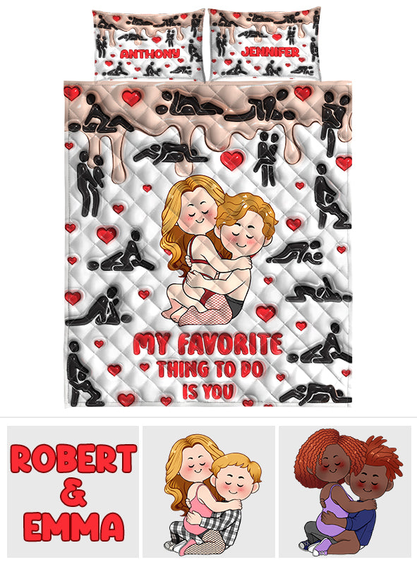 Mein Lieblingshobby ist mit dir – personalisiertes Quilt-Set für Paare