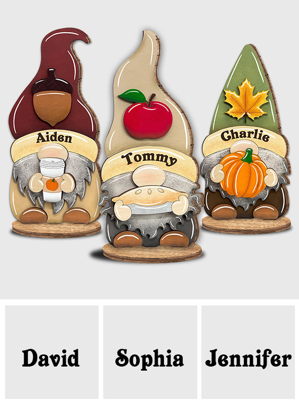 Thanksgiving-Gnome – Personalisierte, freistehende Holzplakette für Thanksgiving