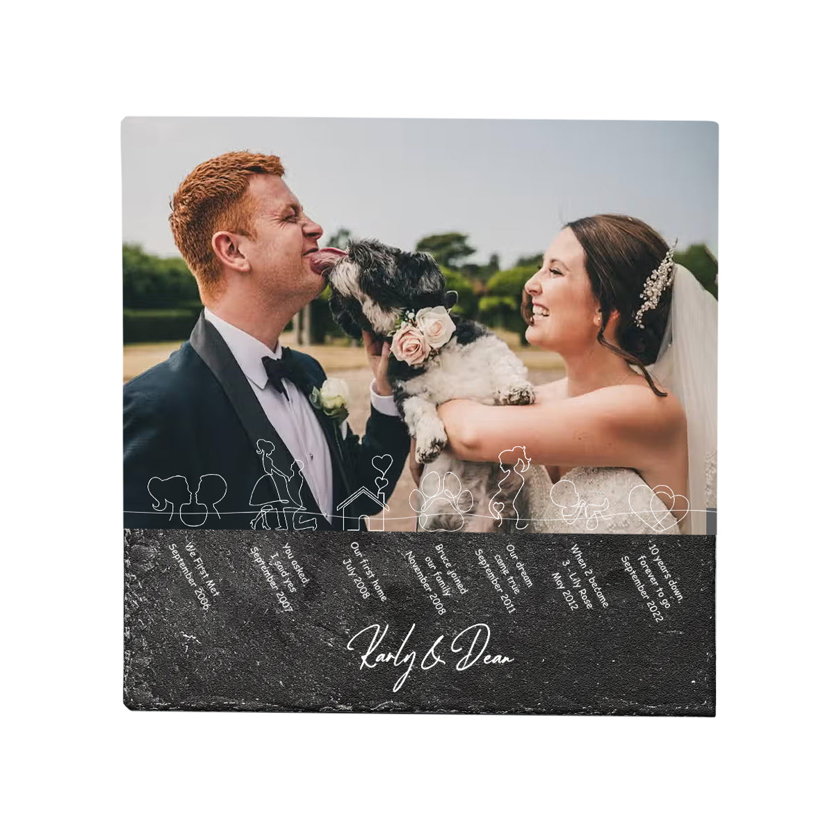 Unsere bisherige Geschichte – Personalisierter quadratischer Ehestein