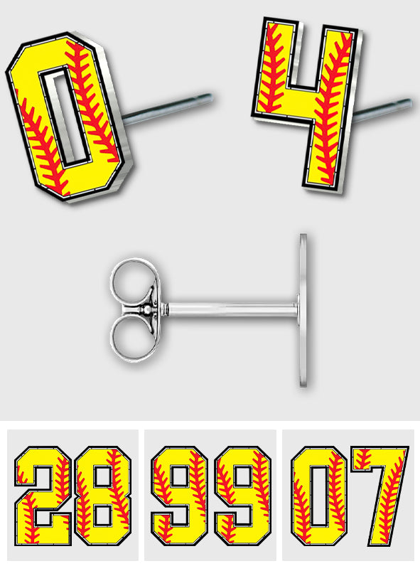 Spielernummer für Softball-Fans – Personalisierte Softball-Ohrstecker