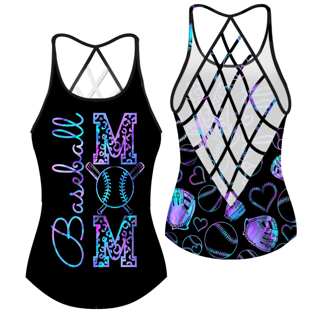 Baseball Mom Hologramm Baseball Kreuz Tanktop