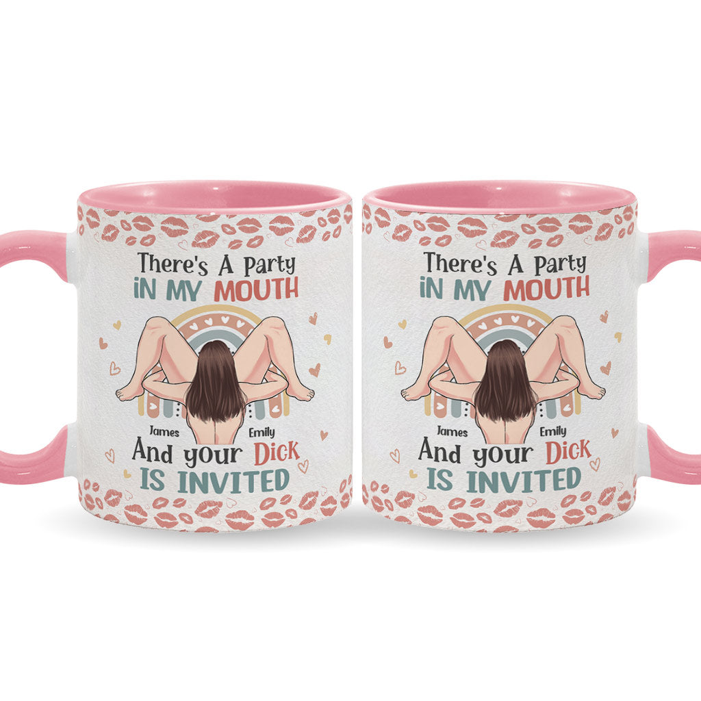 There Is A Party In My Mouth - Personalized Couple Accent Mug