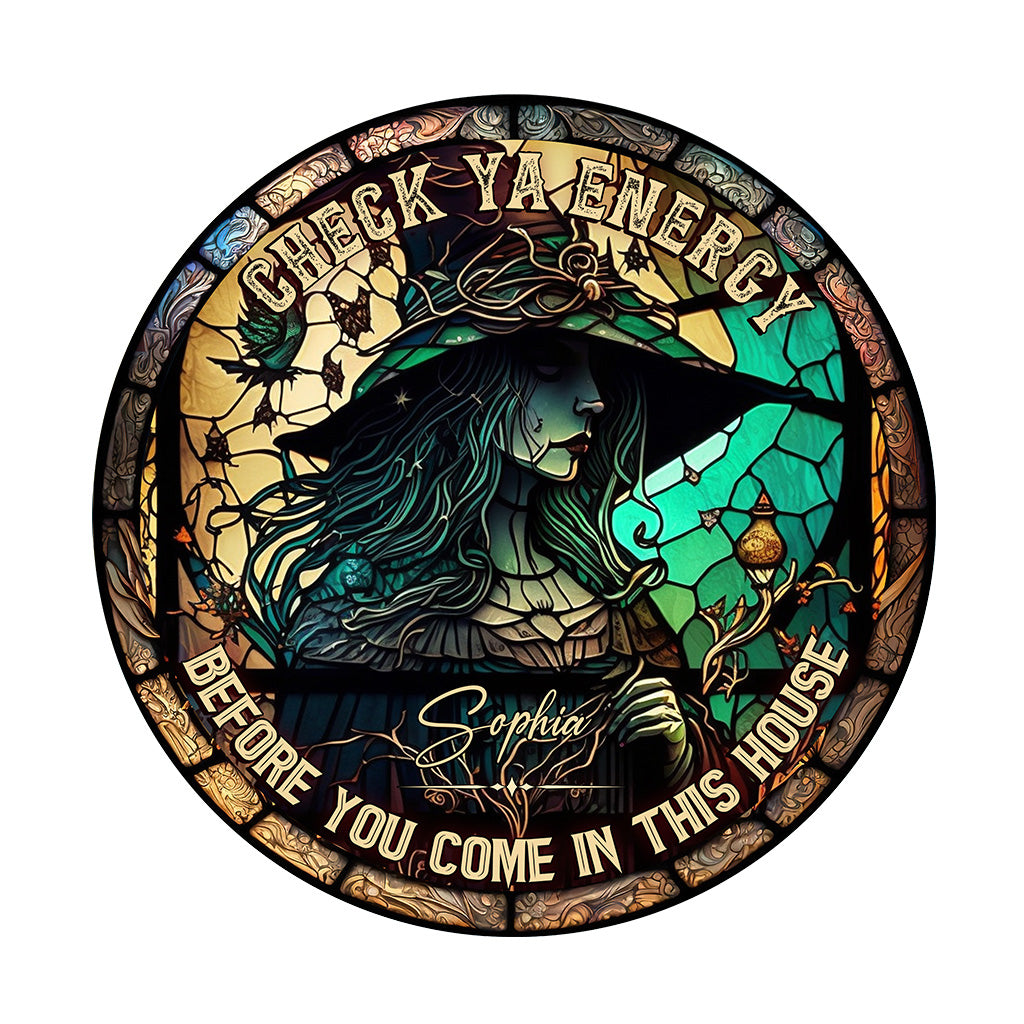 Check Ya Energy - Personalized Witch Shaped Doormat