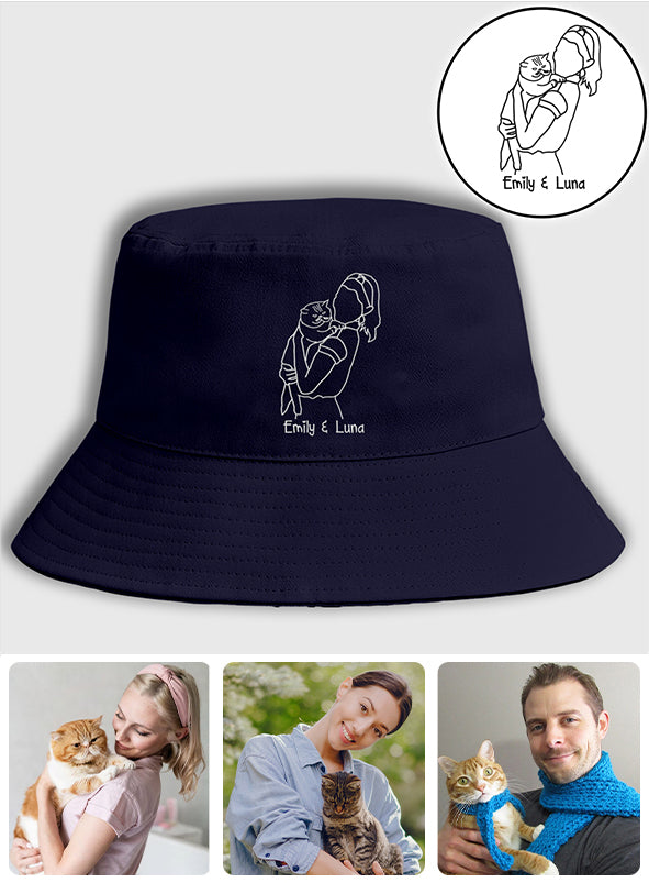 Individuelles Foto – Personalisierter Fischerhut mit Katzenstickerei
