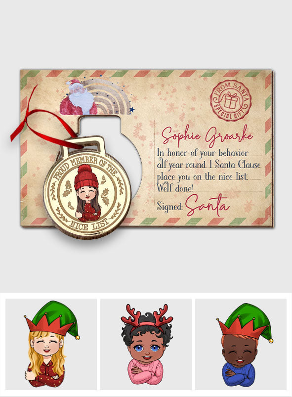 Nice List Medal - Personalized Kid Pop Out Ornament