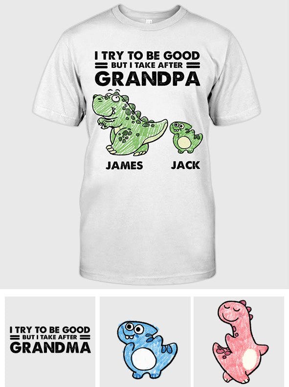 Ich bin ganz nach meiner Oma/meinem Opa gekommen – Geschenk für Opa – Personalisiertes T-Shirt und Hoodie