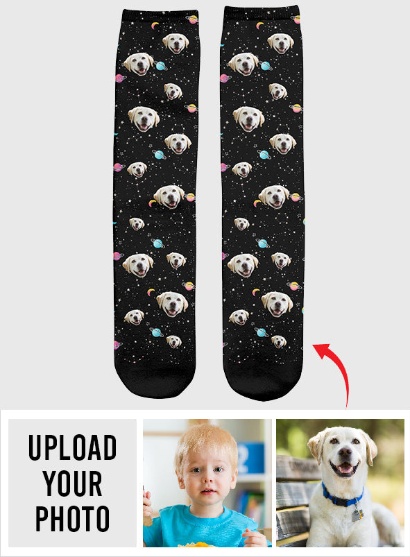 Custom Face Galaxy – personalisierte Hundesocken