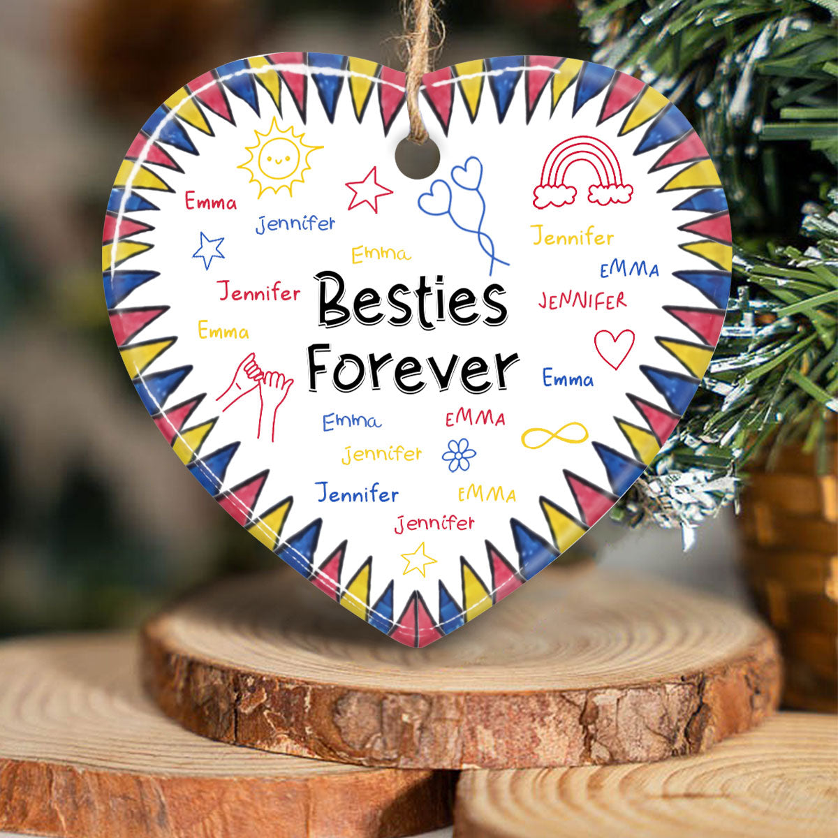 Besties Forever - Gift for friend - Personalized Ceramic Heart Ornament