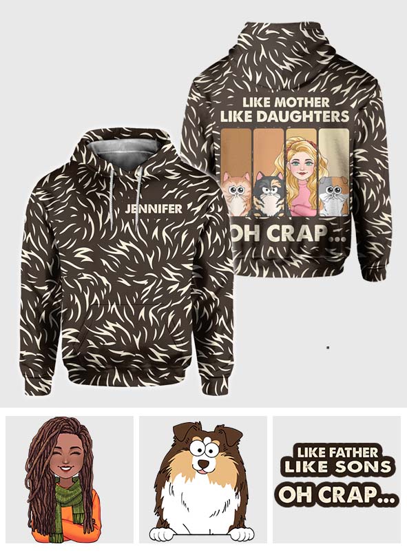 Like Mother Father Like Daughter Son Cats Dogs Pet Lover - Personalized Cat All Over Shirt