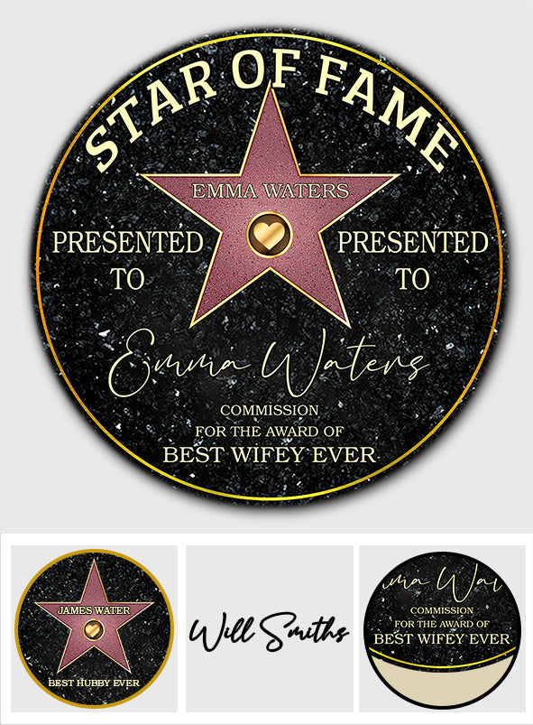 Star Of Fame Best Wifey Hubby Girlfriend Boyfriend Ever - Personalisierter runder Teppich für Paare