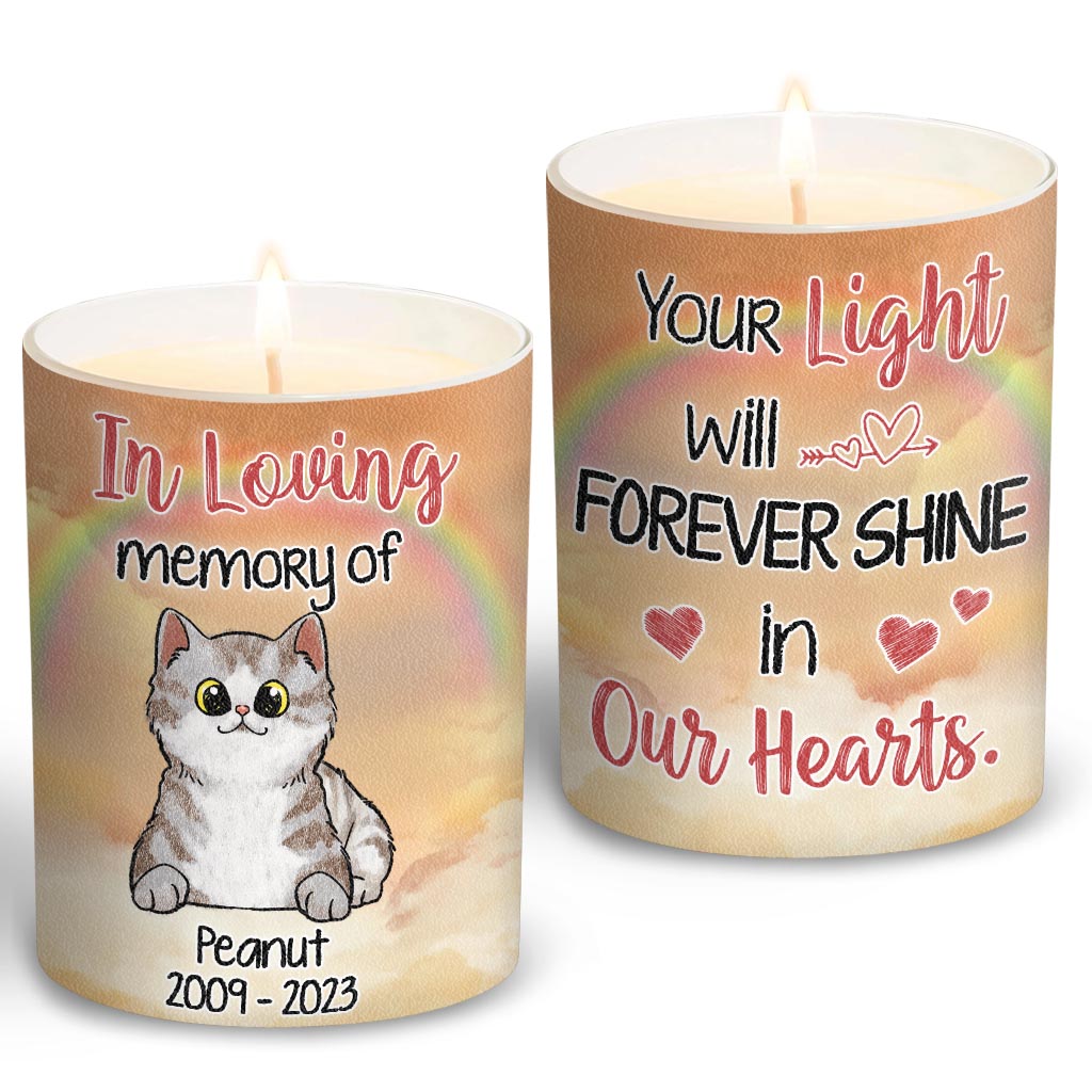 Your Light Shine In Our Hearts - Personalized Dog Candle With Wooden Lid