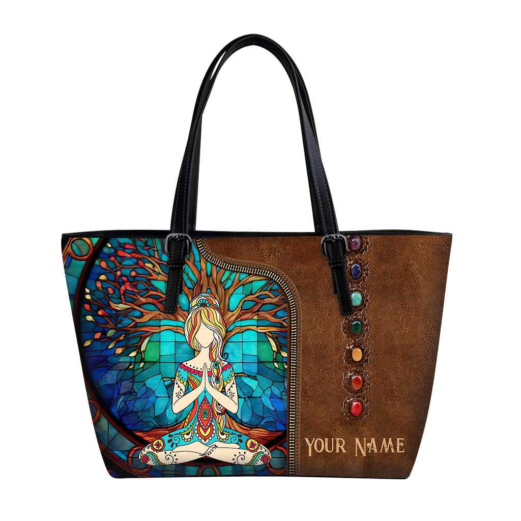 Namaste Green – Personalisierte Yoga-Ledertasche